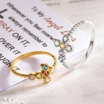 Anillo personalizado Minimalista Pray Cross con 1-6 Piedras de Nacimiento de la Familia y Tarjeta Joyería Religiosa Bautizo Cristiano Regalo del Día d