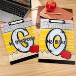Personalized Apple Notebook Airplane Design Acrylic A4 Name Clipboard with Low Profile Clip School Essentials Back to School Gift for Teacher