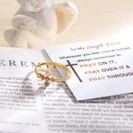 Anillo personalizado Minimalista Pray Cross con 1-6 Piedras de Nacimiento de la Familia y Tarjeta Joyería Religiosa Bautizo Cristiano Regalo del Día d