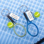 Porte-Clés Personnalisé avec Gravure Accessoire Mini Raquette et Balle de Tennis Mignionne Cadeau Anniversaire pour Homme Amateur de Tennis