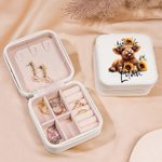 Personalised Multicolor Highland Cow Sunflower Jewellery Box with Name Birthday Gift for Women