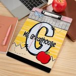 Personalized Apple Notebook Airplane Design Acrylic A4 Name Clipboard with Low Profile Clip School Essentials Back to School Gift for Teacher