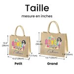 Sac à Dos en Toile de Jute Personnalisé avec Nom et Personnage Sac Écologique Cadeau Remerciement Rentrée Scolaire pour Enseignant