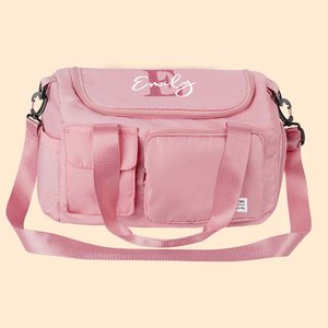 Borsone da viaggio personalizzato con nome iniziale glitterato, multiscomparto e tracolla Regalo di compleanno per donne e ragazze per il ritorno a scuola