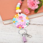 Personalisiertes Schlüsselband mit Namen und Perlen Schlüsselabzeichen mit Quaste für Lehrer Geschenk zum Lehrertag