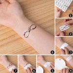 Personalisierte wasserdicht Ungiftigkeit Infinity Symbol Namen Satz von 3 temporäre Tattoos mit Vögeln Party Favor Jahrestag Geschenk für Familie Freu