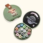 Personalized Birth Flower Highland Cow Daisy Portable Sewing Kit Set Storage Box with Name Handle Birthday Gift for Highland Cow Lover