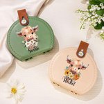 Personalized Birth Flower Highland Cow Daisy Portable Sewing Kit Set Storage Box with Name Handle Birthday Gift for Highland Cow Lover