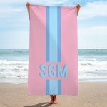 Personalisiertes Schatten-Monogramm Streifen Strandtuch Schnell Trocknendes Sandfreies Handtuch Sommer Urlaub Geburtstag Geschenk für Freunde
