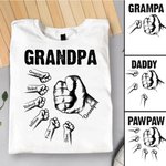 Personalized Bro Fists Bump 100% Cotton T-shirt with 1-16 Names Birthday Father's Day Gift for Grandpa Dad