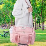 Personalised Glitter Initial Name Large Travel Duffle Bag with Multi-compartment and Shoulder Strap Back to School Birthday Gift for Women Girls