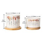 Personalized Birth Flower Ceramic Plant Pot with 1-16 Names and Bamboo Base Birthday Mother's Day Gift for Mom Grandma