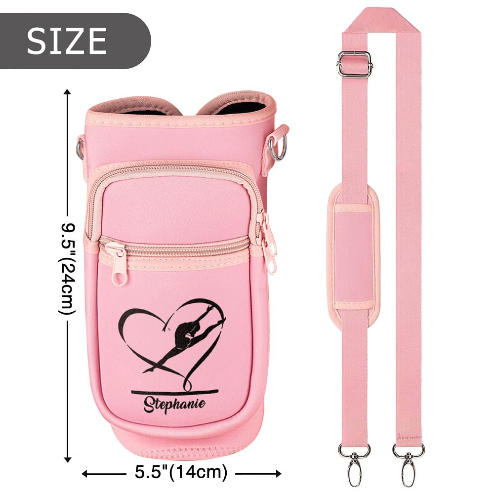 Borsa Portabottiglia Personalizzata Per Tazza Stanley 1,18L, Con Tasca Per Telefono E Tracolla, Colore Beige Con Iniziale A Perline