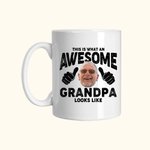 Personalized Awesome Dad Photo Portrait Ceramic Mug with Text Birthday Gift for Dad Grandpa