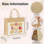 Personalized Coquette Bow Book Coffee Apple Large Jute Tote Bag with Name and Canvas Pocket Back to School Appreciation Gift for Teacher