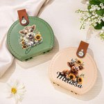 Kit de Costura Personalizado Portátil Highland Cow Sunflower Caja de Almacenaje con Nombre Herramientas de Costura Suministros Regalo para Sastre