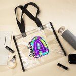 Personalizada Paisley Floral Inicial Bolsa transparente con nombre Boda Cumpleaños Regalo para Mujeres