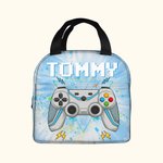 Gepersonaliseerde Tie-dye Effect Gamepad Ontwerp Oxford Geïsoleerde Lunchtas met Naam School Werk Picknick Buiten Activiteiten Cadeau voor Kids Game L