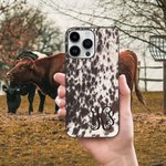 Personalised Faux Cowhide Print Monogram Phone Case for iPhone Birthday Gift for Farm Owner Cow Lover