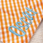 Personalised Gingham Print  Triangle 100% Cotton Pet Bandana with Embroidered Name and Elastic Birthday Party Costume Gift for Dog Cat Lovers