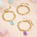 Bracciale personalizzato con ciondolo iniziale a bolle 3D Macaron colorato con catena a graffetta Regalo di compleanno e anniversario per donne e raga