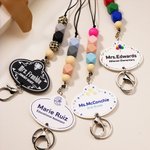 Personalised Teacher Name Bead Lanyard with Key Ring Back to School Appreciation Gift for Teacher