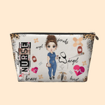 Personalizzato Leopard Cartoon Character Makeup Bag with Zipper Waterproof Portable Travel Essentials Grazie Settimana dell'infermiere Regalo per il p
