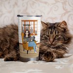Henkilökohtainen 1 - 3 sarjakuva lemmikkikuvioita 20oz nimi Tumbler kansi ja olki syntymäpäivä Travel tarvikkeet lahja kissa koira lemmikki rakastaja