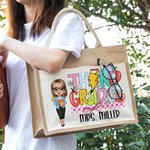 Henkilökohtainen sarjakuvahahmo Kynä Apple Design Suuri Kangaskassi nimi ja puuvilla Pocket arvostus takaisin kouluun lahja opettajalle