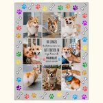 Couverture Personnalisée avec Collage de 8 Photos et Nom Style Patte Forever In My Heart Cadeau Souvenir Sympathie pour Amoureux d'Animal de Compagnie