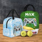 Gepersonaliseerde Tie-dye Effect Gamepad Ontwerp Oxford Geïsoleerde Lunchtas met Naam School Werk Picknick Buiten Activiteiten Cadeau voor Kids Game L