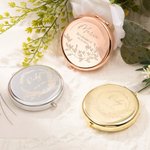 Personalized Flowers Branches Compact Makeup Mirrors with Engraved Text Set of 2 Wedding Bridal Party Gift for Bridesmaid