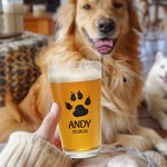 Personalisiertes Haustier Pfote Bier Pintglas 470ml mit Namen und Datum Hund Katze Küchen- und Wohnzubehör Geburtstag Geschenk für Tierliebhaber