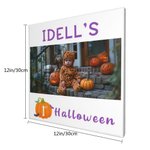 Personalized Baby's 1st Halloween Pumpkin Bat Framed Canvas Painting with Photo and Name Wall Decor Holiday Party Gift for Newborn New Mom Dad