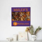 Personalized Baby's 1st Halloween Pumpkin Bat Framed Canvas Painting with Photo and Name Wall Decor Holiday Party Gift for Newborn New Mom Dad