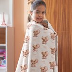 Personalized Cute Bear Soft Blanket with Name Birthday Gift for Boys Girls