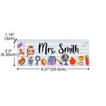 Personalised Funny Cartoon Character Pencil Apple Acrylic Desk Name Plate Appreciation Back to School Gift for Teacher Colleague Friend