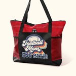 Personalized Retro Rainbow Letter Football Theme Zippered Tote Bag with Number Name Game Day Accessories Birthday Gift for Football Mom