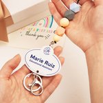 Personalised Teacher Name Bead Lanyard with Key Ring Back to School Appreciation Gift for Teacher