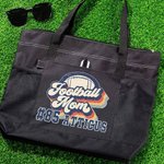 Personalized Retro Rainbow Letter Football Theme Zippered Tote Bag with Number Name Game Day Accessories Birthday Gift for Football Mom