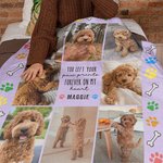 Couverture Personnalisée avec Collage de 8 Photos et Nom Style Patte Forever In My Heart Cadeau Souvenir Sympathie pour Amoureux d'Animal de Compagnie