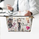 Personalizzato Leopard Cartoon Character Makeup Bag with Zipper Waterproof Portable Travel Essentials Grazie Settimana dell'infermiere Regalo per il p