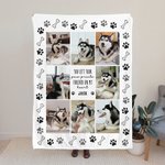 Couverture Personnalisée avec Collage de 8 Photos et Nom Style Patte Forever In My Heart Cadeau Souvenir Sympathie pour Amoureux d'Animal de Compagnie