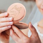 Personalized Flowers Branches Compact Makeup Mirrors with Engraved Text Set of 2 Wedding Bridal Party Gift for Bridesmaid