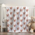 Personalized Cute Bear Soft Blanket with Name Birthday Gift for Boys Girls