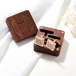 Personalized Engraved Dog Cat Portrait Cufflinks with Monogram Magnetic Wooden Box Wedding Groom Memorial Gift for Men Pet Lovers