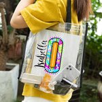 Personalizada Paisley Floral Inicial Bolsa transparente con nombre Boda Cumpleaños Regalo para Mujeres