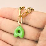 Bracciale personalizzato con ciondolo iniziale a bolle 3D Macaron colorato con catena a graffetta Regalo di compleanno e anniversario per donne e raga