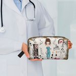 Personalizado de dibujos animados de diseño de dispositivos médicos neceser con nombre de la semana de la enfermera Apreciación de regalo para la enfe
