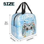 Gepersonaliseerde Tie-dye Effect Gamepad Ontwerp Oxford Geïsoleerde Lunchtas met Naam School Werk Picknick Buiten Activiteiten Cadeau voor Kids Game L